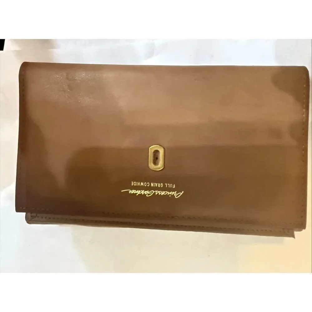 Vintage Princess Gardner Women's Leather Tri-fold Checkbook Wallet Tan OS NWOT